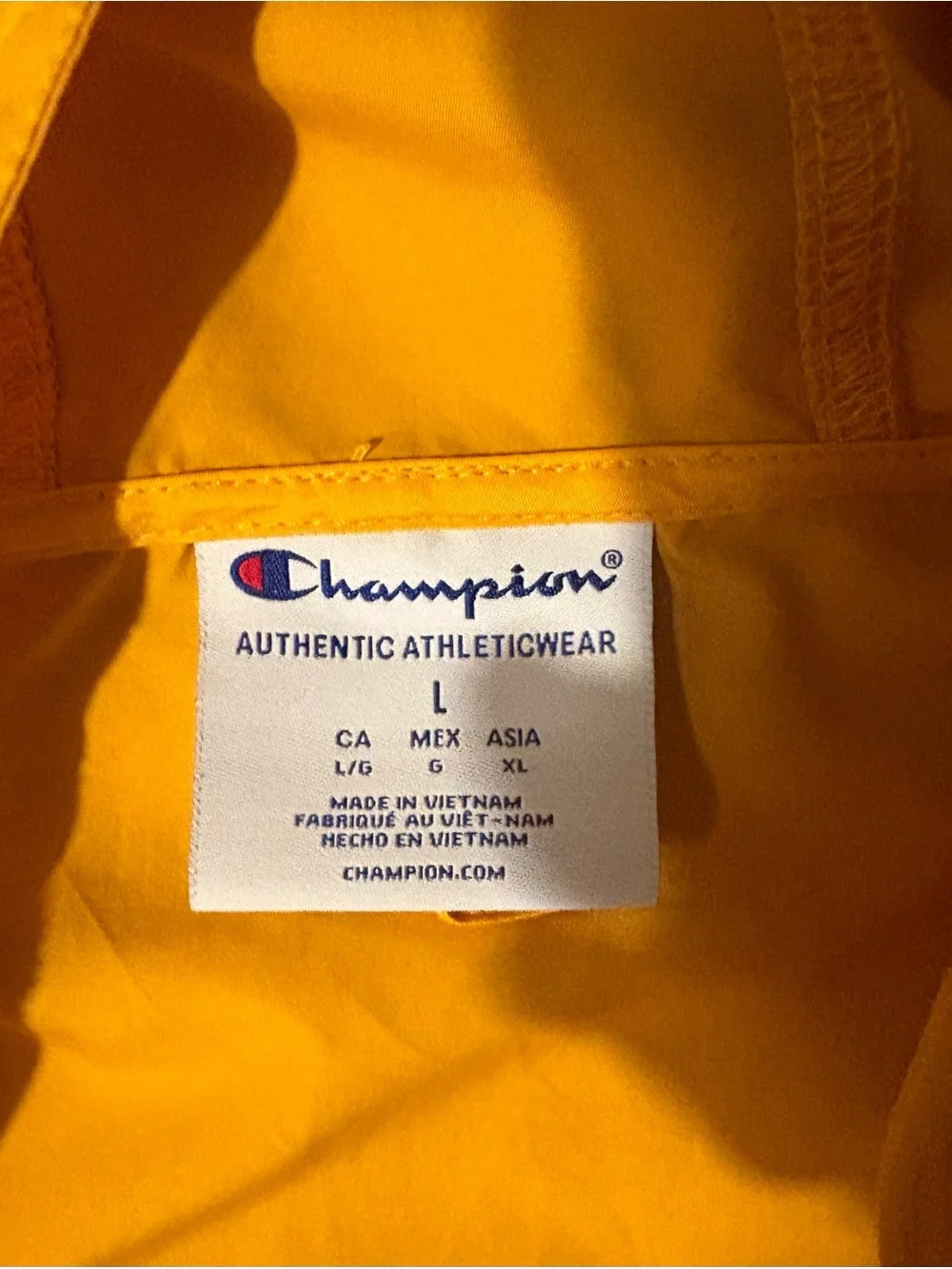 Champion Men’s Packable Anorak Jacket  Yellow Size L – Hooded Windbreaker NWOT